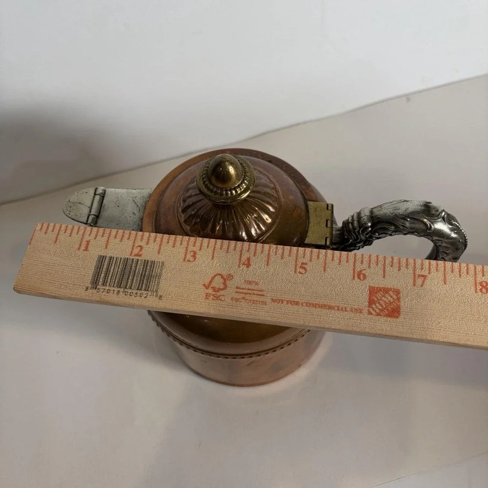 Antique Copper Brass Nickel Teapot Pitcher Rochester Stamping Works